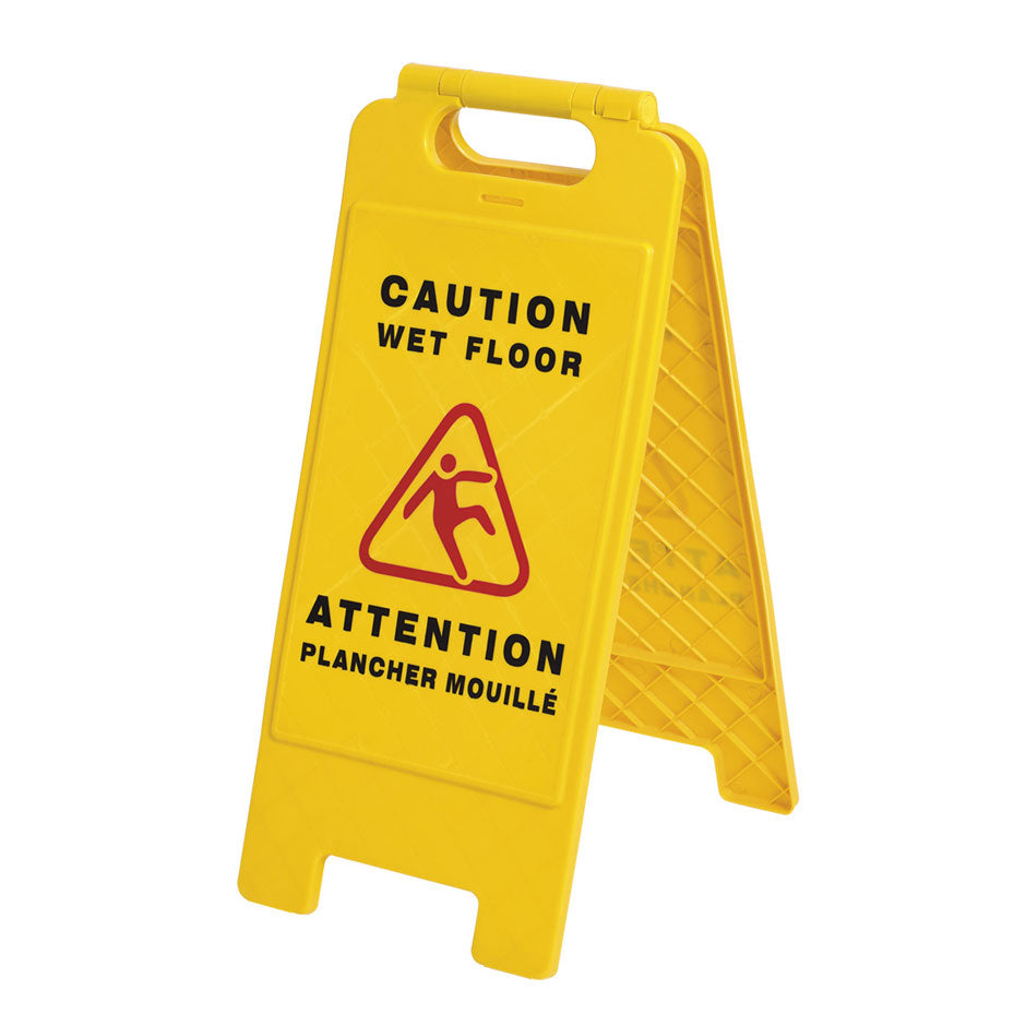 Bilingual Janitorial Floor Sign - Yellow