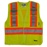 Viking 6135 5 Point Tear-away Solid Traffic Vest, Orange, Lime, Black, EA