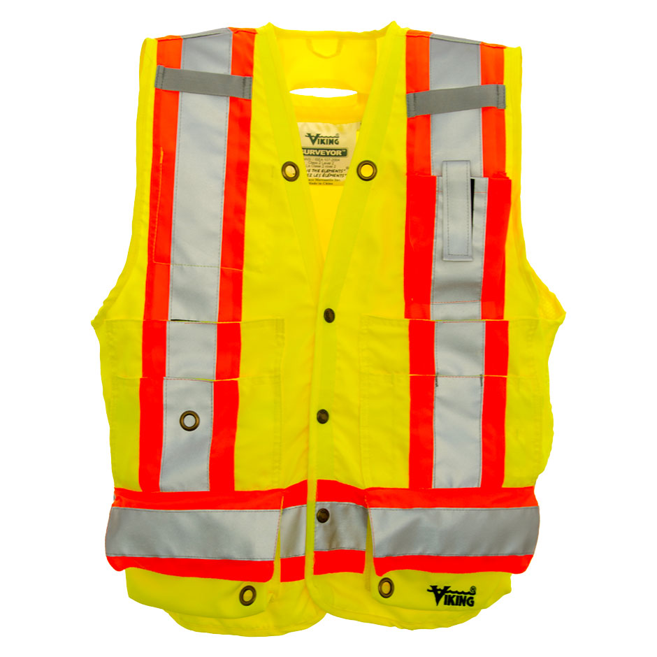 Viking 6195G Surveyors Safety Vest, Hi-Viz Lime Green