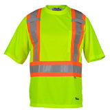 Viking 6006G Hi-Viz Lime Green Double Mesh Safety Short Sleeve T-Shirt, Non See-thru